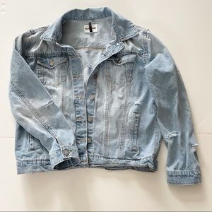 Black Label Oversized Distressed Jean Jacket